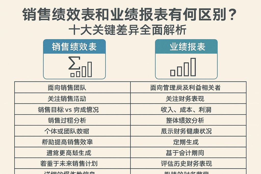 销售绩效表和业绩报表有何区别？十大关键差异全面解析