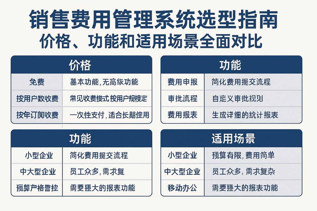销售费用管理系统选型指南：价格、功能和适用场景全面对比