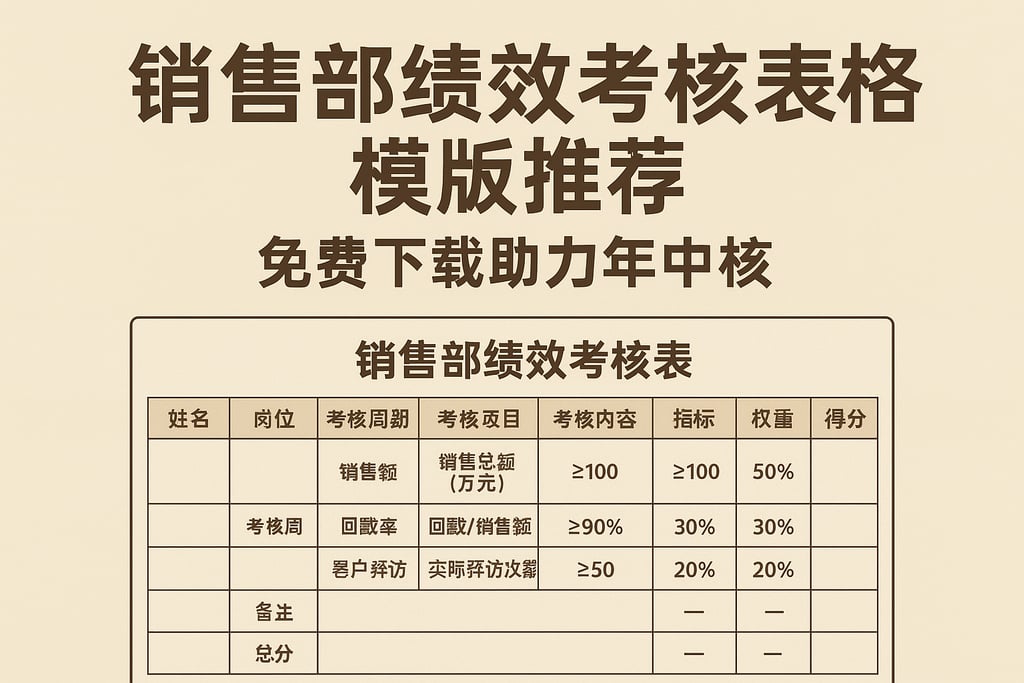 销售部绩效考核表格模板推荐，免费下载助力年中考核