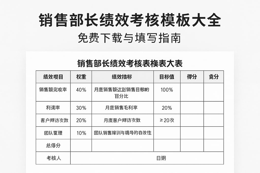 销售部长绩效考核表模板大全，免费下载与填写指南