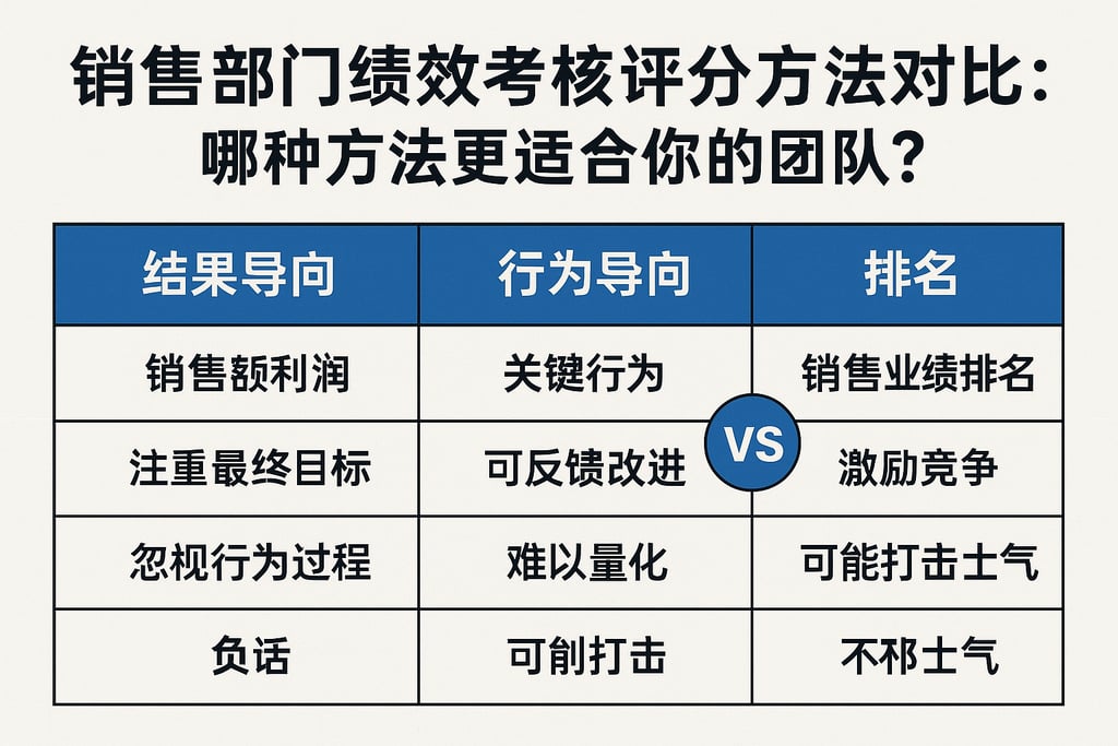 销售部门绩效考核评分方法对比：哪种方法更适合你的团队？