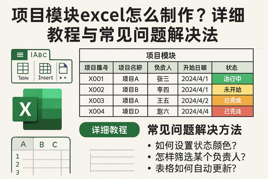 项目模块excel怎么制作？详细教程与常见问题解决方法