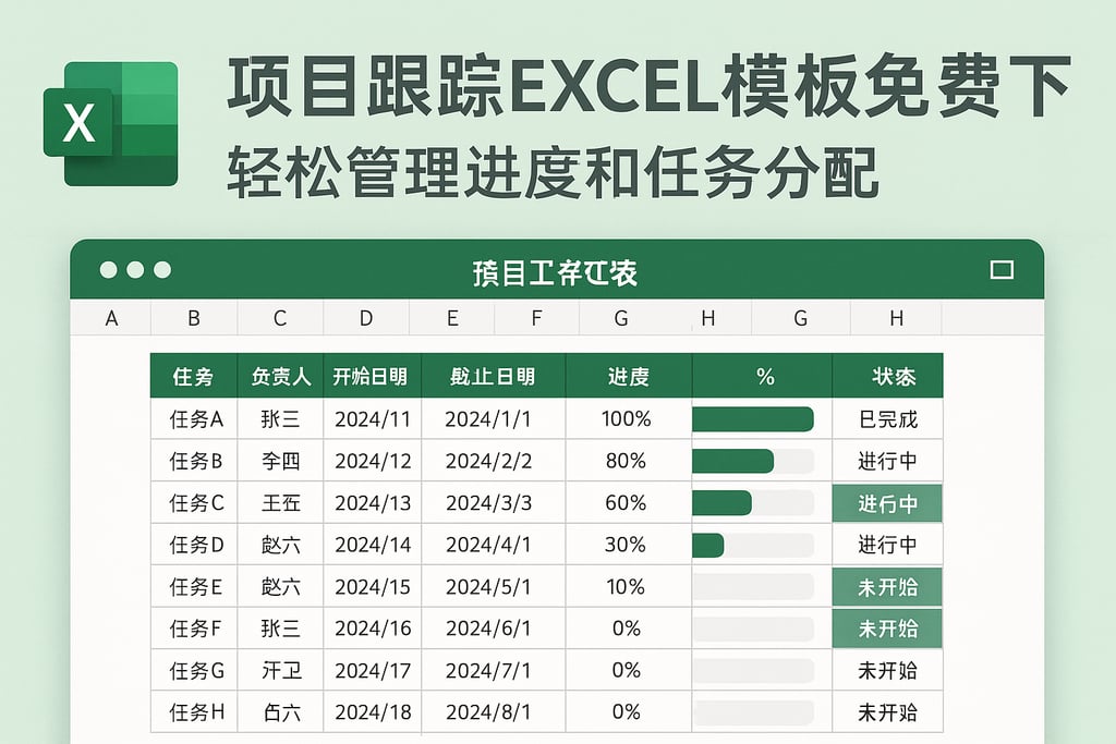 项目跟踪excel模板免费下载，轻松管理进度和任务分配