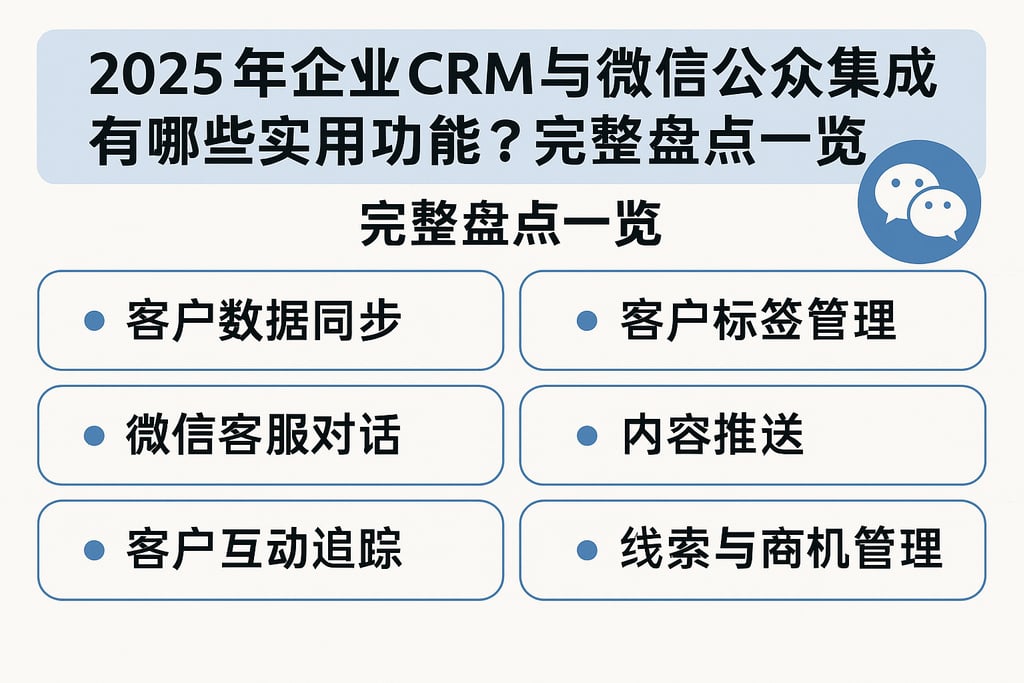 2025年企业CRM与微信公众号集成有哪些实用功能？完整盘点一览