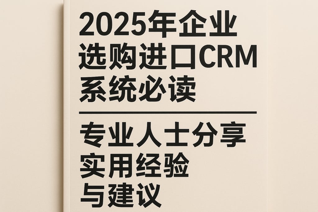 2025年企业选购进口CRM系统必读：专业人士分享实用经验与建议