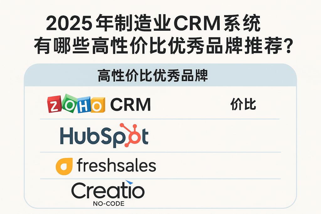 2025年制造业CRM系统有哪些高性价比优秀品牌推荐？