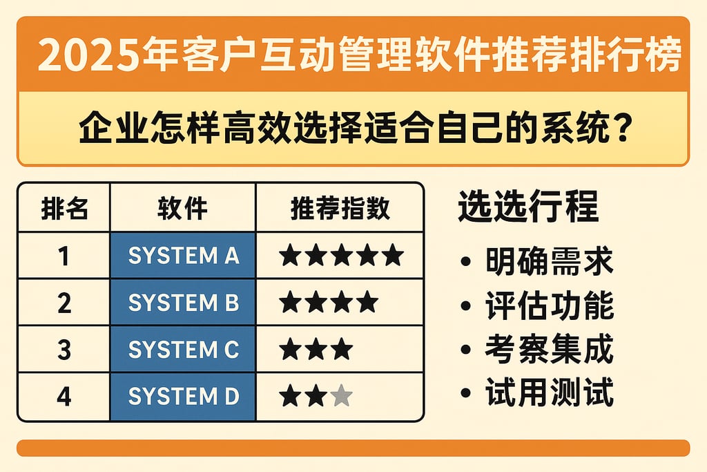 2025年客户互动管理软件推荐排行榜，企业怎样高效选择适合自己的系统？