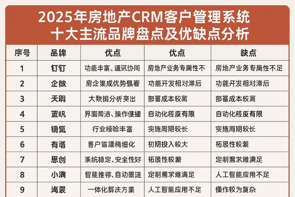 2025年房地产CRM客户管理系统十大主流品牌盘点及优缺点分析