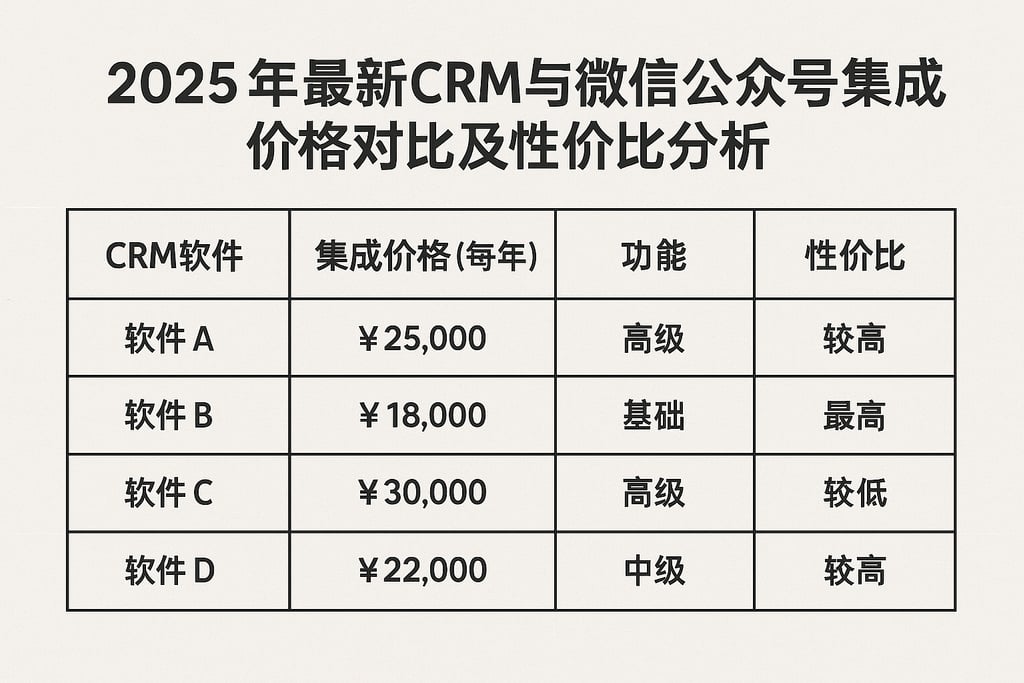 2025年最新CRM与微信公众号集成价格对比及性价比分析