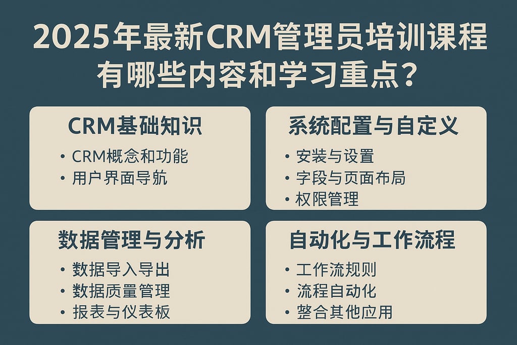 2025年最新CRM管理员培训课程有哪些内容和学习重点？