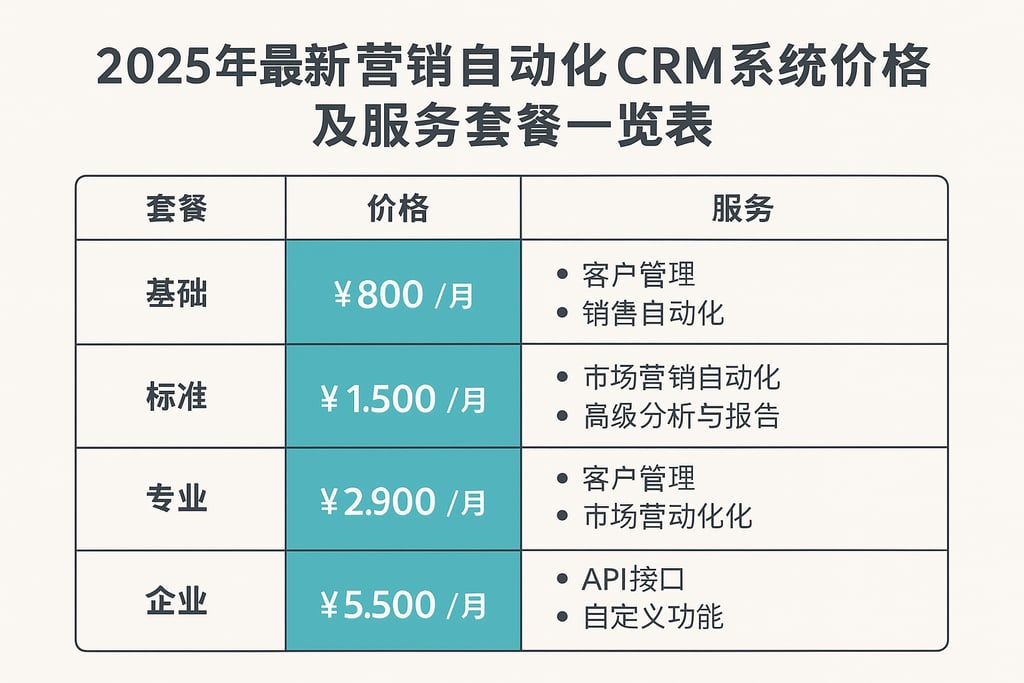 2025年最新营销自动化CRM系统价格及服务套餐一览表