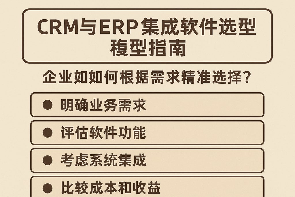 CRM与ERP集成软件选型指南：企业如何根据需求精准选择？