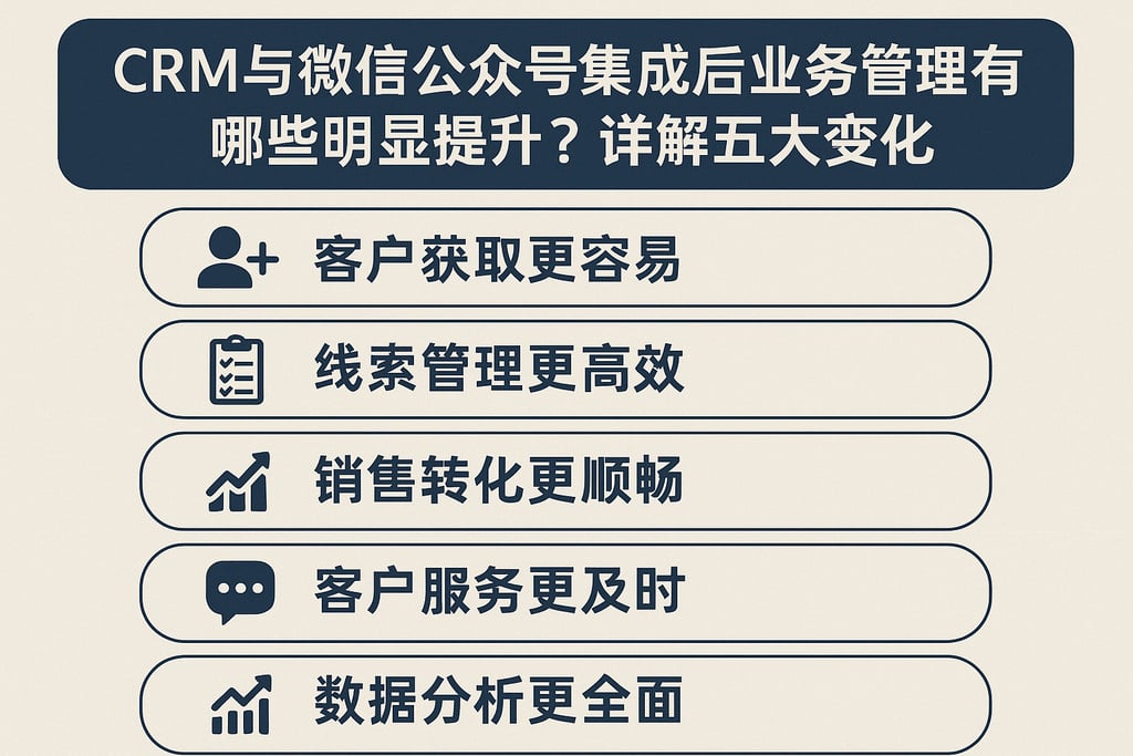 CRM与微信公众号集成后业务管理有哪些明显提升？详解五大变化