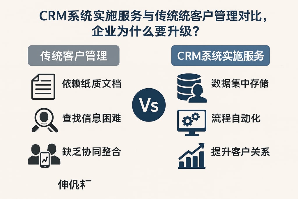 CRM系统实施服务与传统客户管理对比，企业为什么要升级？