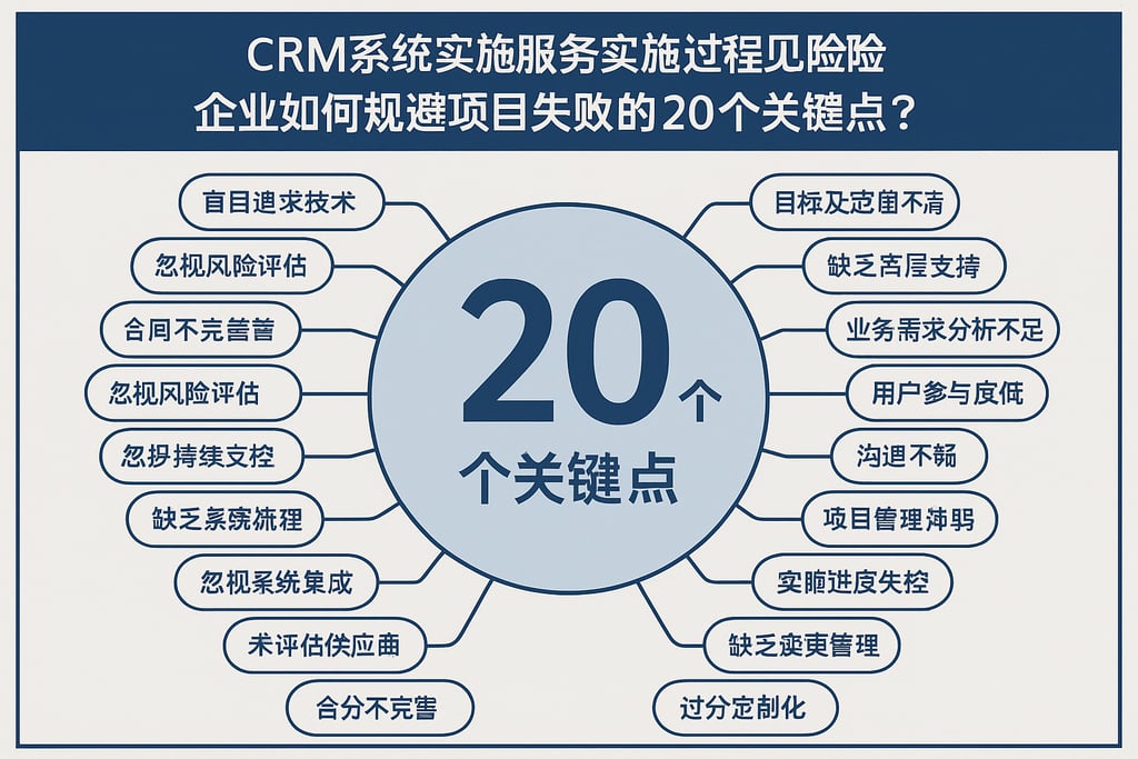CRM系统实施服务实施过程常见风险，企业如何规避项目失败的20个关键点？