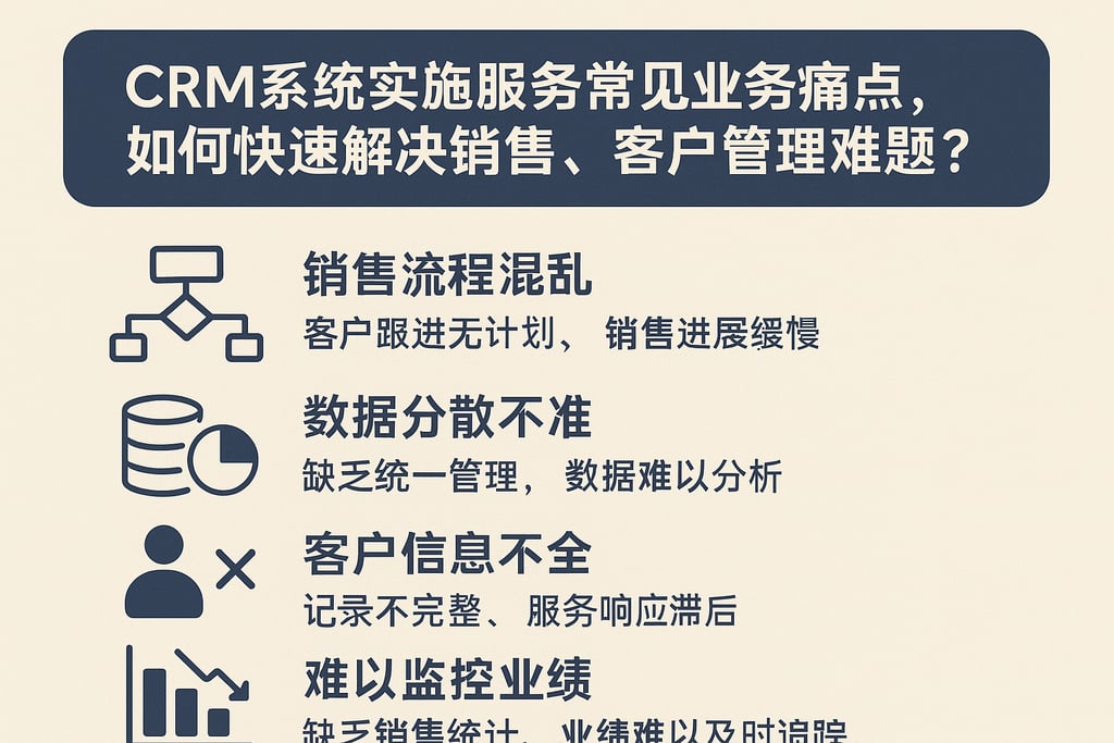 CRM系统实施服务常见业务痛点，如何快速解决销售、客户管理难题？