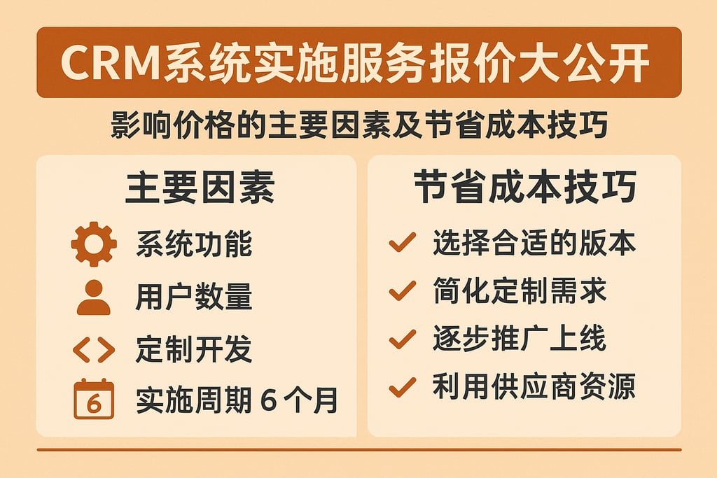 CRM系统实施服务报价大公开，影响价格的主要因素及节省成本技巧