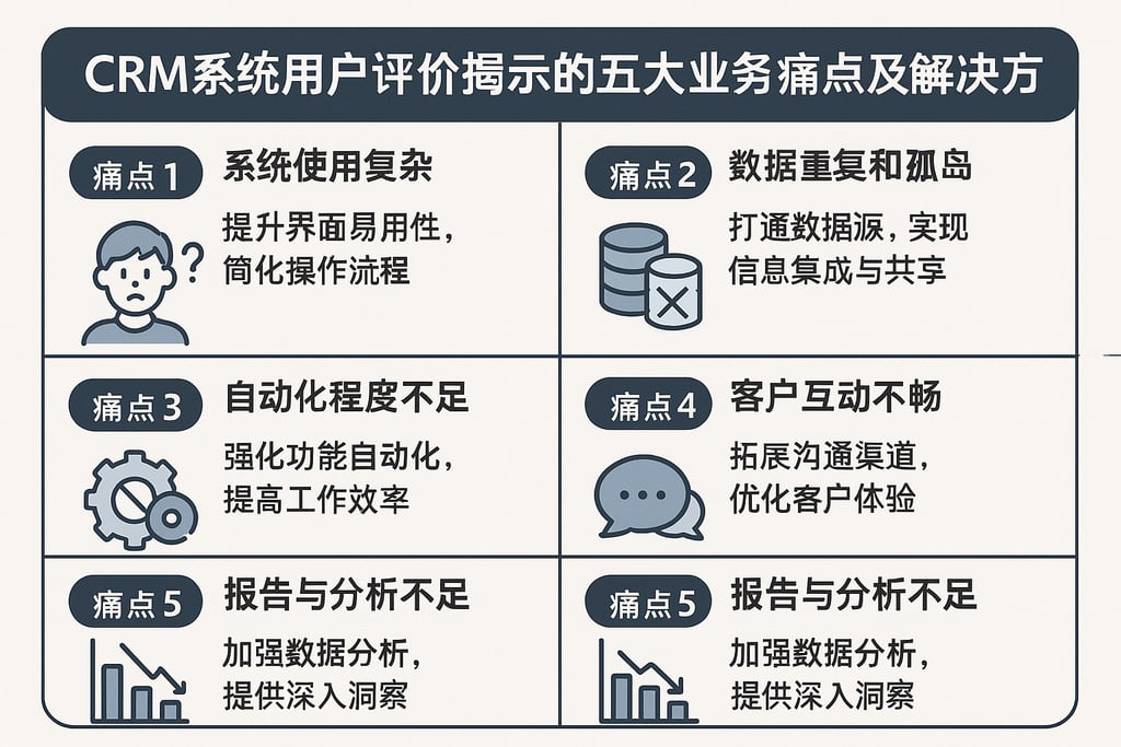 CRM系统用户评价揭示的五大业务痛点及解决方案