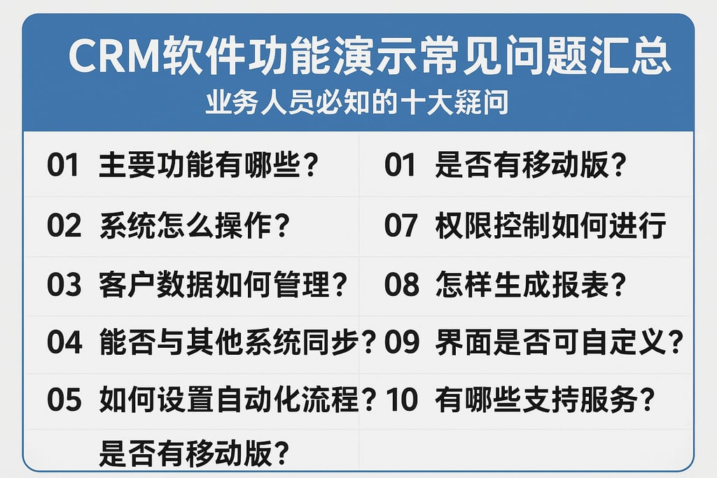 CRM软件功能演示常见问题汇总，业务人员必知的十大疑问