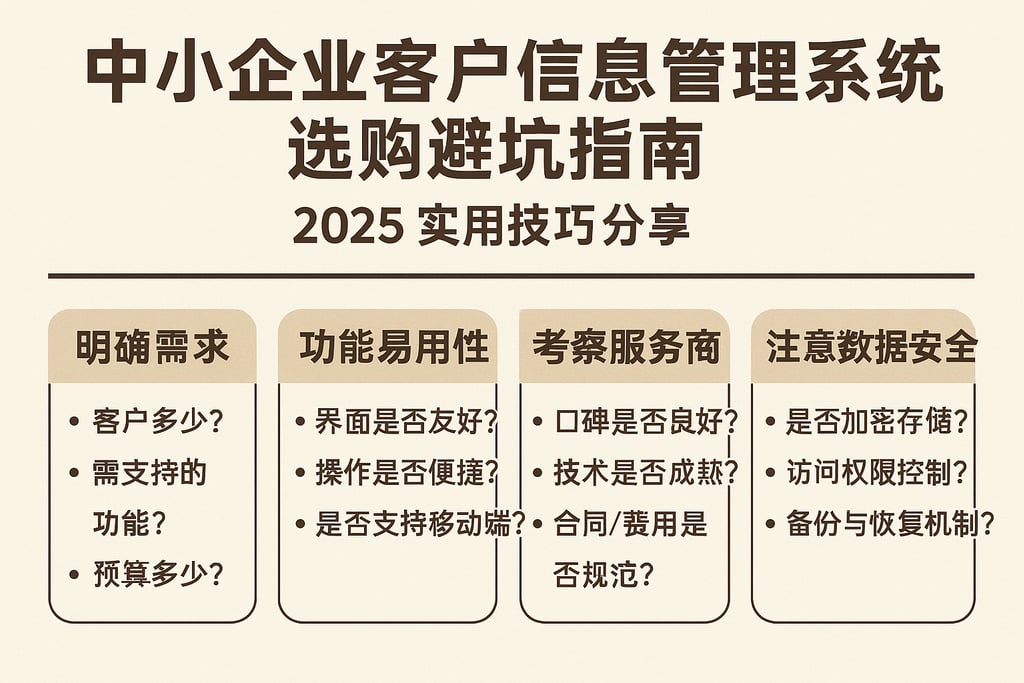 中小企业客户信息管理系统选购避坑指南，2025实用技巧分享