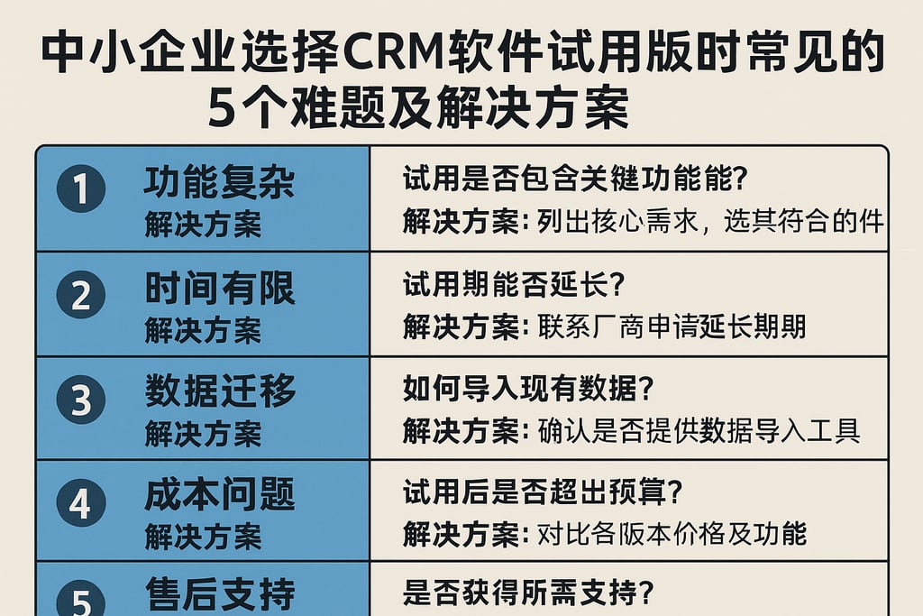 中小企业选择CRM软件试用版时常见的5个难题及解决方案
