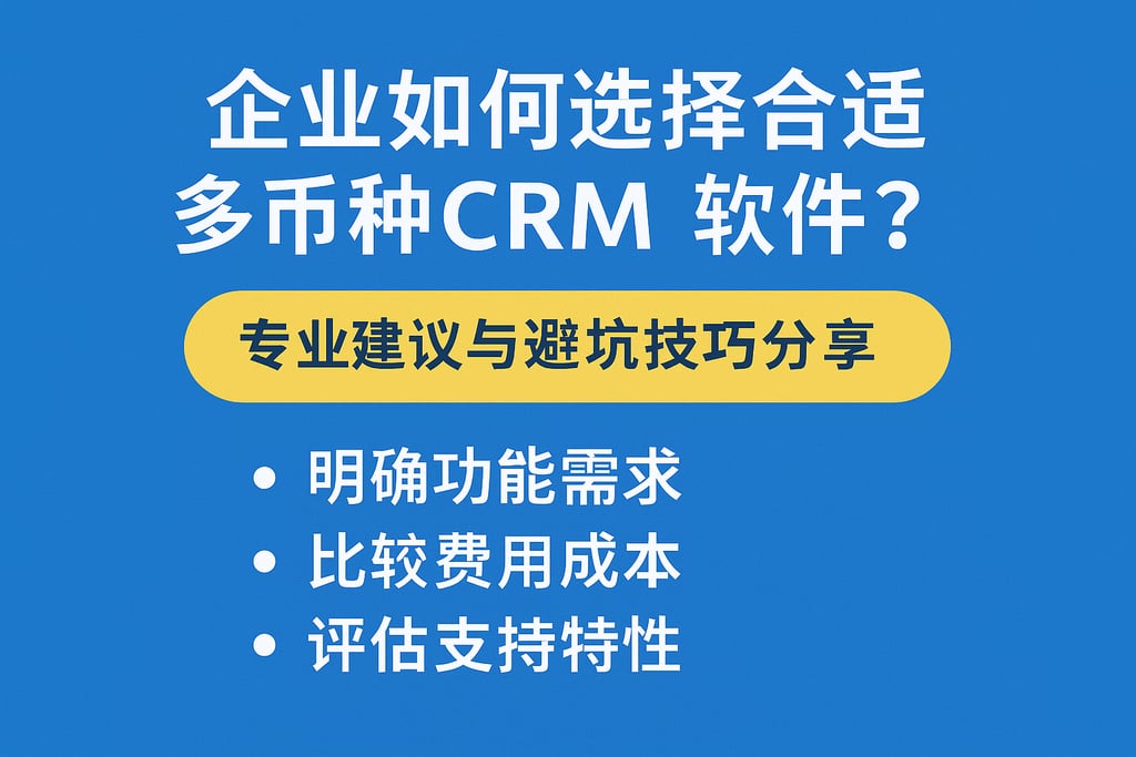 企业如何选择合适的多币种CRM软件？专业建议与避坑技巧分享