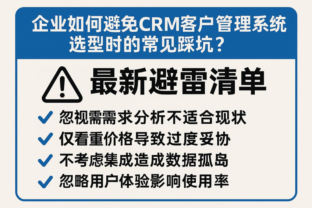 企业如何避免CRM客户管理系统选型时的常见踩坑？最新避雷清单
