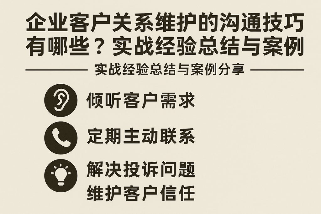企业客户关系维护的沟通技巧有哪些？实战经验总结与案例分享
