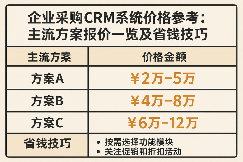企业采购CRM系统价格参考：主流方案报价一览及省钱技巧