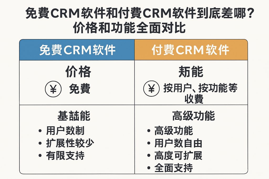 免费CRM软件和付费CRM软件到底差在哪？价格和功能全面对比