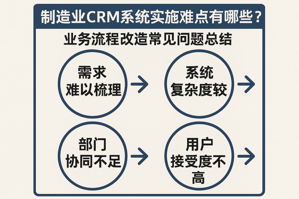 制造业CRM系统实施难点有哪些？业务流程改造常见问题总结