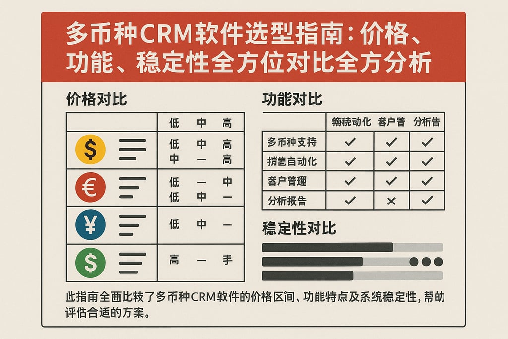 多币种CRM软件选型指南：价格、功能、稳定性全方位对比分析
