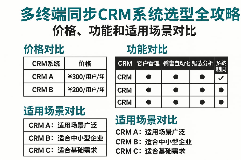 多终端同步CRM系统选型全攻略：价格、功能和适用场景对比