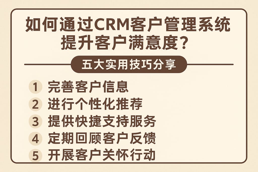 如何通过CRM客户管理系统提升客户满意度？五大实用技巧分享