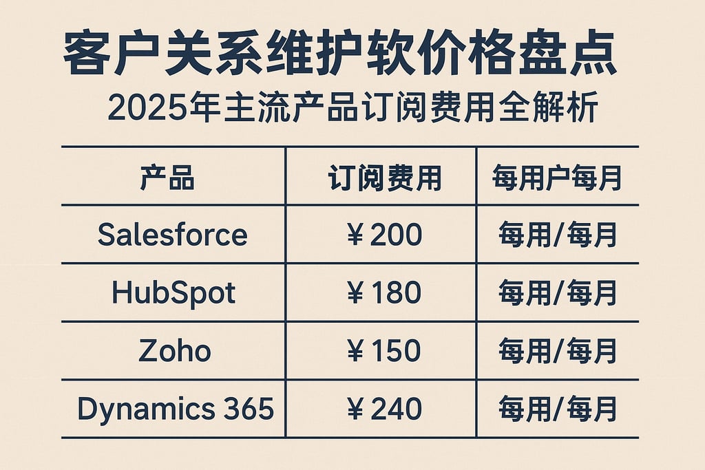 客户关系维护软件价格盘点，2025年主流产品订阅费用全解析