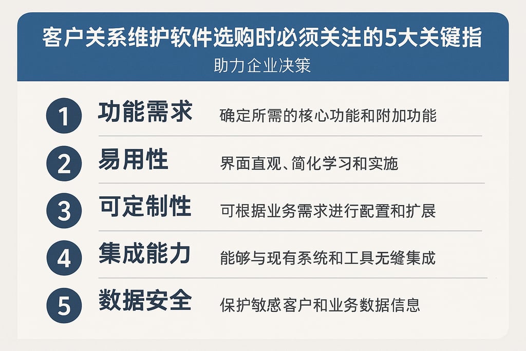 客户关系维护软件选购时必须关注的5大关键指标，助力企业决策