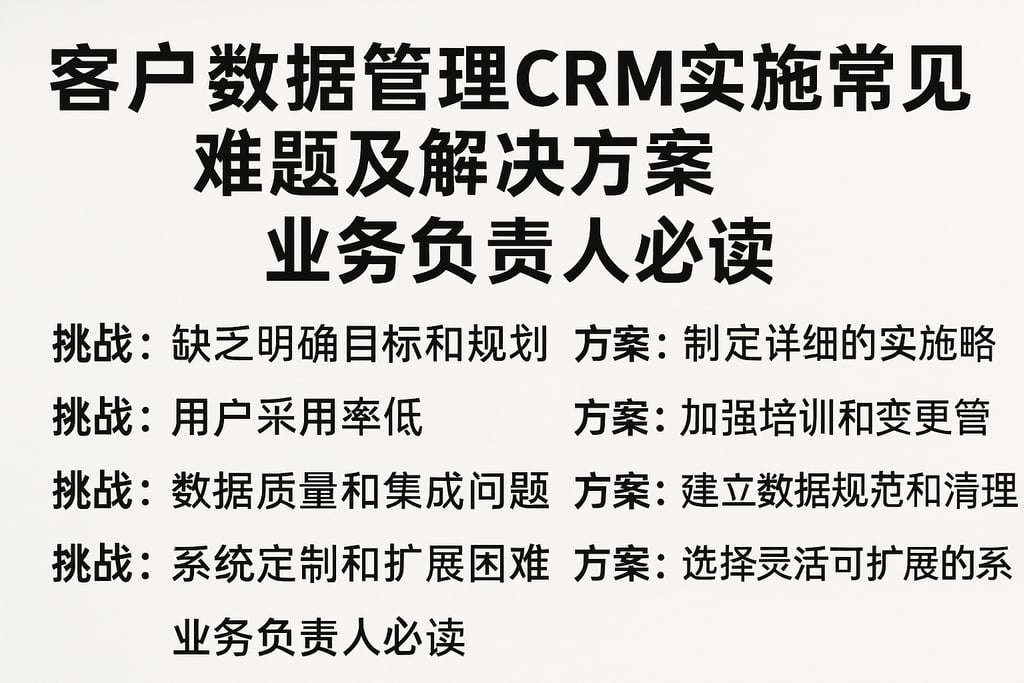 客户数据管理CRM实施常见难题及解决方案，业务负责人必读