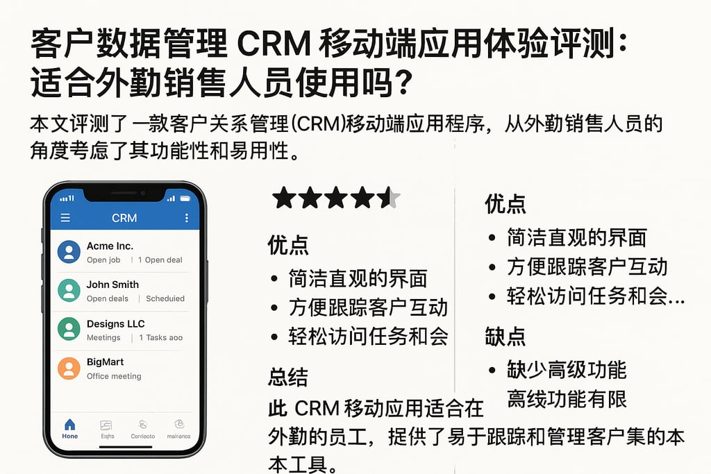 客户数据管理CRM移动端应用体验评测，适合外勤销售人员使用吗？
