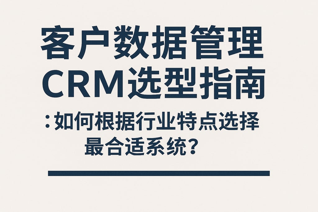 客户数据管理CRM选型指南：如何根据行业特点选择最合适系统？