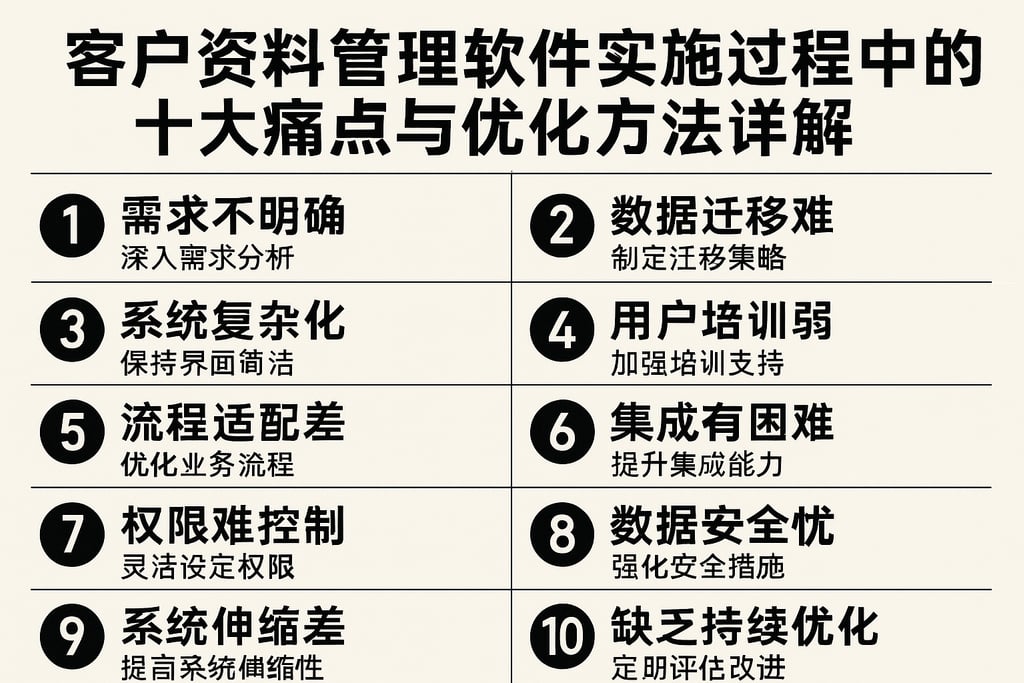 客户资料管理软件实施过程中的十大痛点与优化方法详解