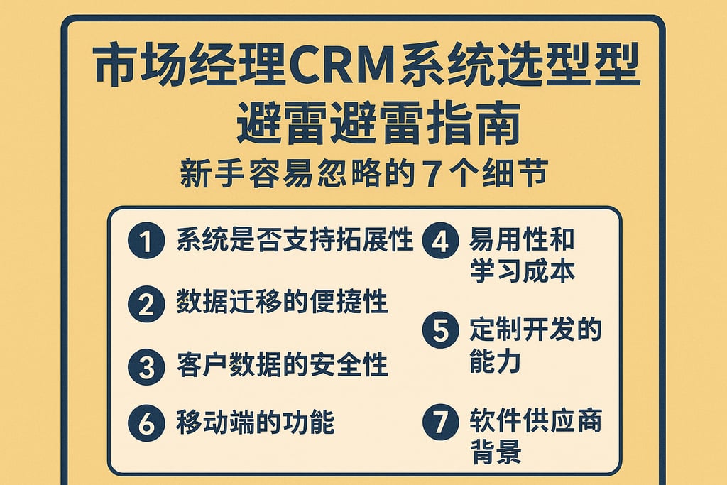 市场经理CRM系统选型避雷指南：新手容易忽略的7个细节