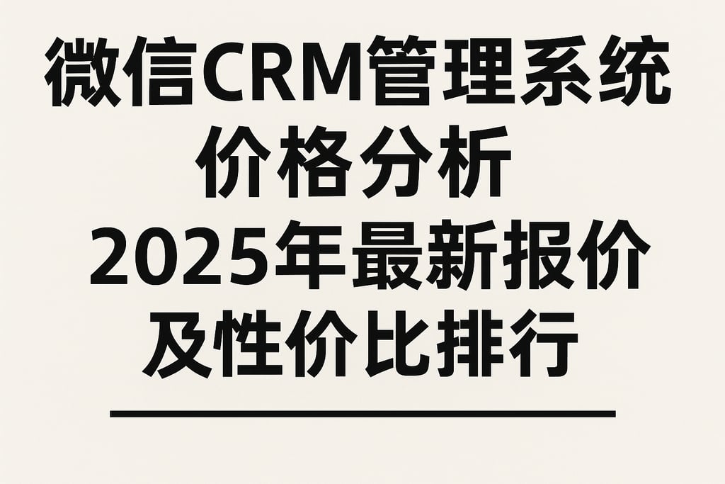 微信CRM管理系统价格分析：2025年最新报价及性价比排行