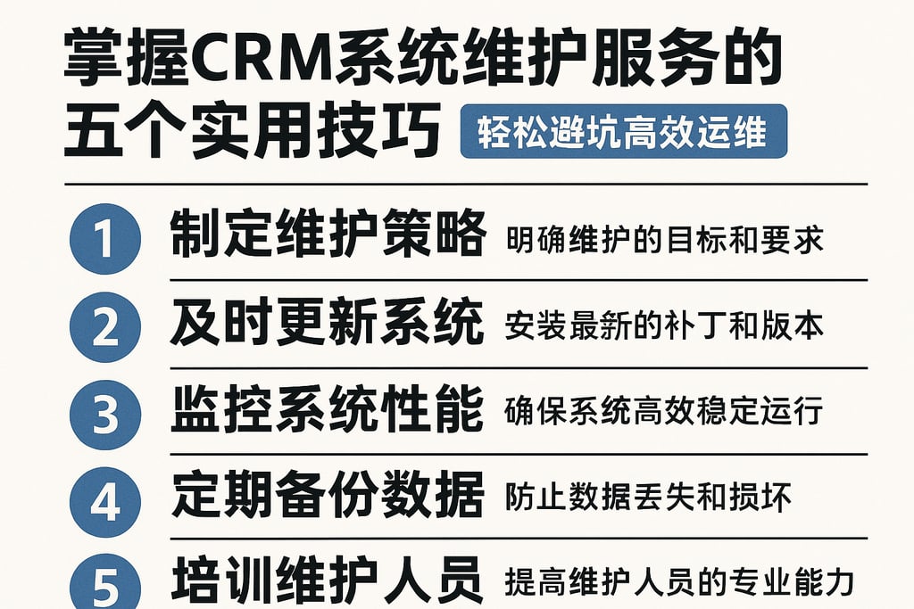 掌握CRM系统维护服务的五个实用技巧，轻松避坑高效运维