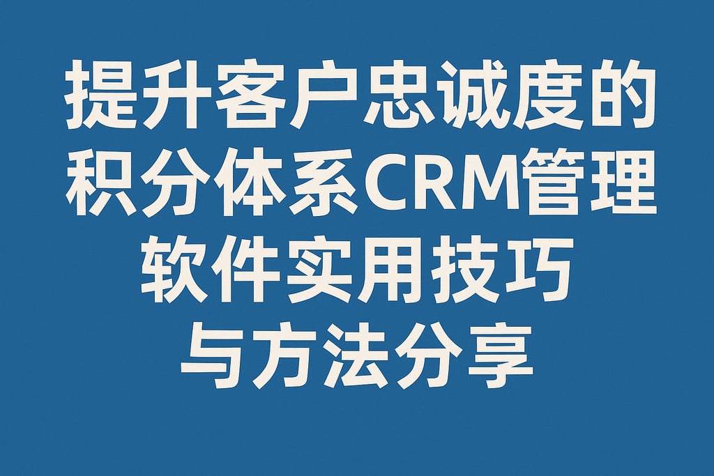 提升客户忠诚度的积分体系CRM管理软件实用技巧与方法分享