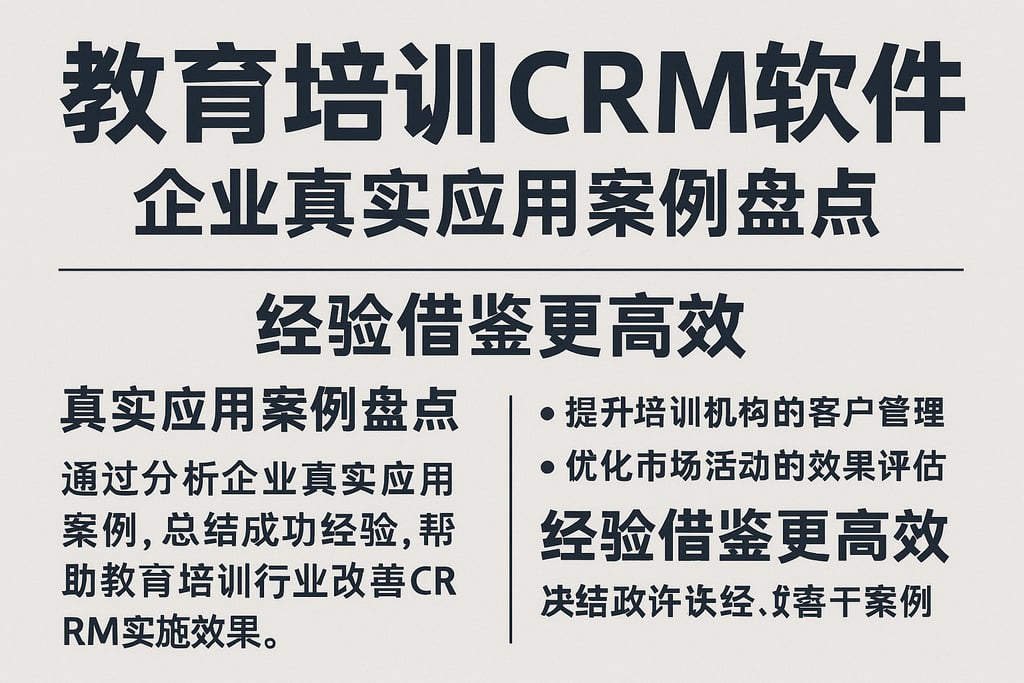 教育培训CRM软件企业真实应用案例盘点，经验借鉴更高效