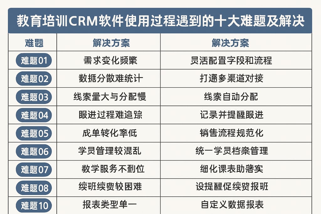 教育培训CRM软件使用过程中遇到的十大难题及解决方案