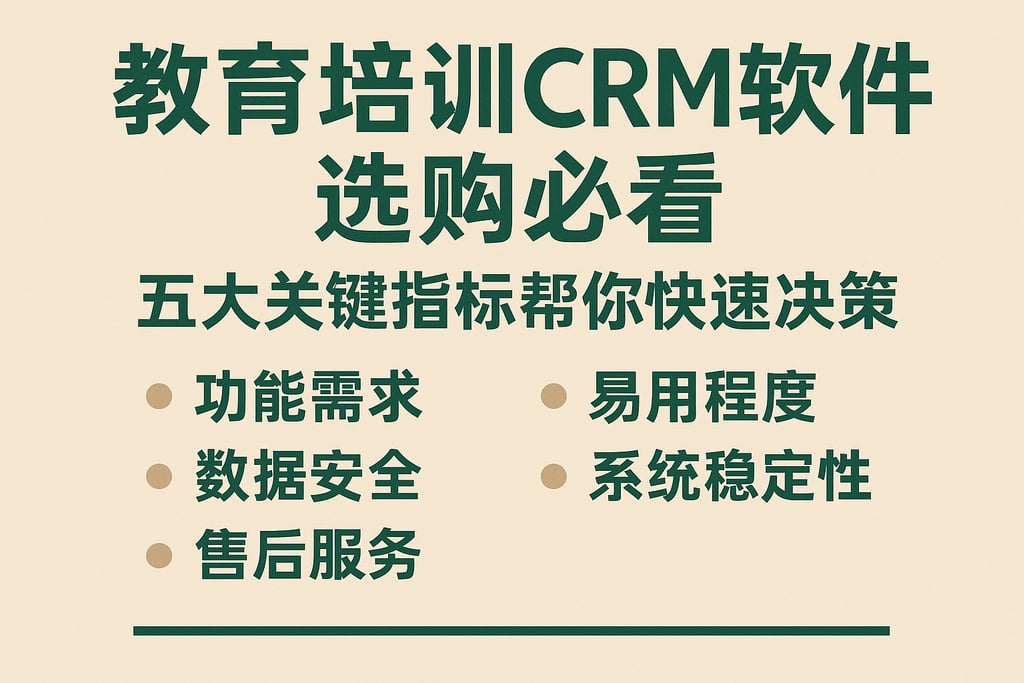 教育培训CRM软件选购必看：五大关键指标帮你快速决策