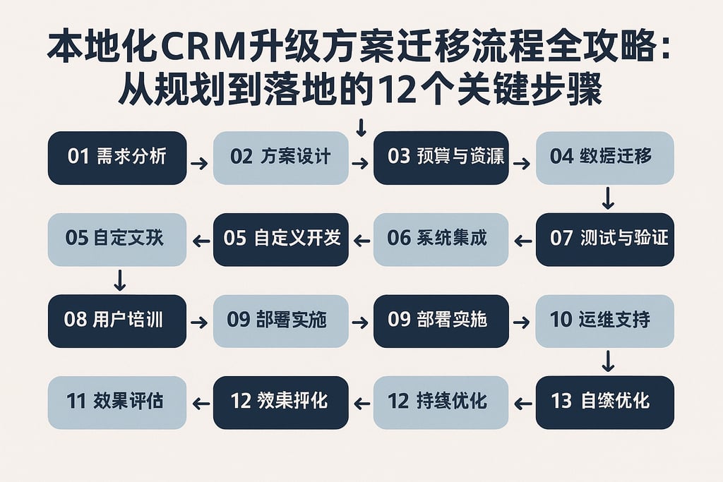 本地化CRM升级方案迁移流程全攻略：从规划到落地的12个关键步骤