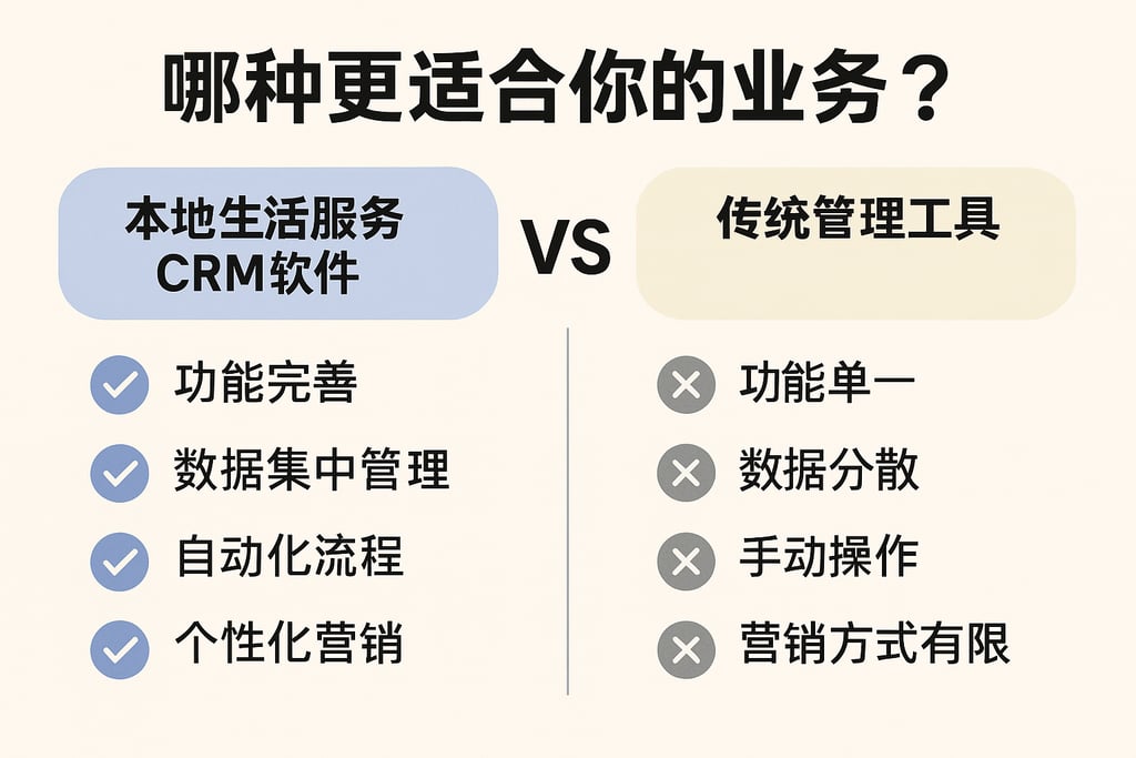 本地生活服务CRM软件和传统管理工具对比，哪种更适合你的业务？