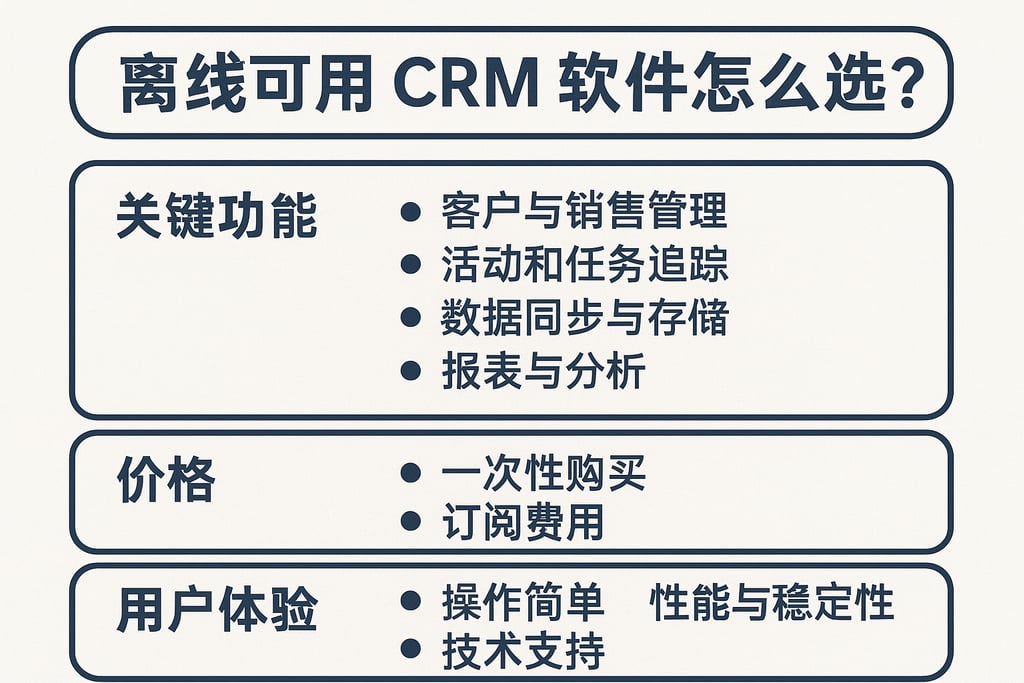 离线可用CRM软件怎么选？关键功能、价格和用户体验全面解析